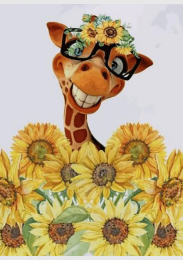 Giraffe With Sunflowers- Animals Diy Diamond Painting Kit