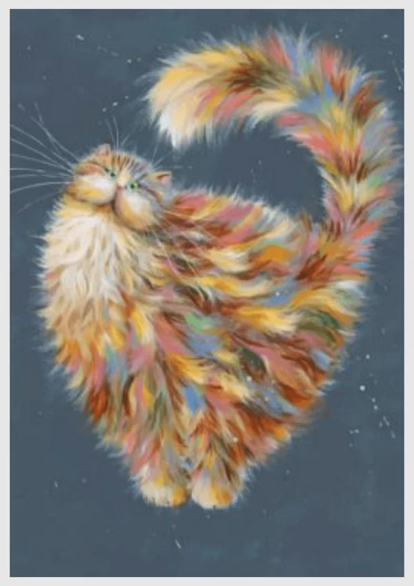 Whimsical Fluffy Cat of Many Colors- Animals Diy Diamond Painting Kit