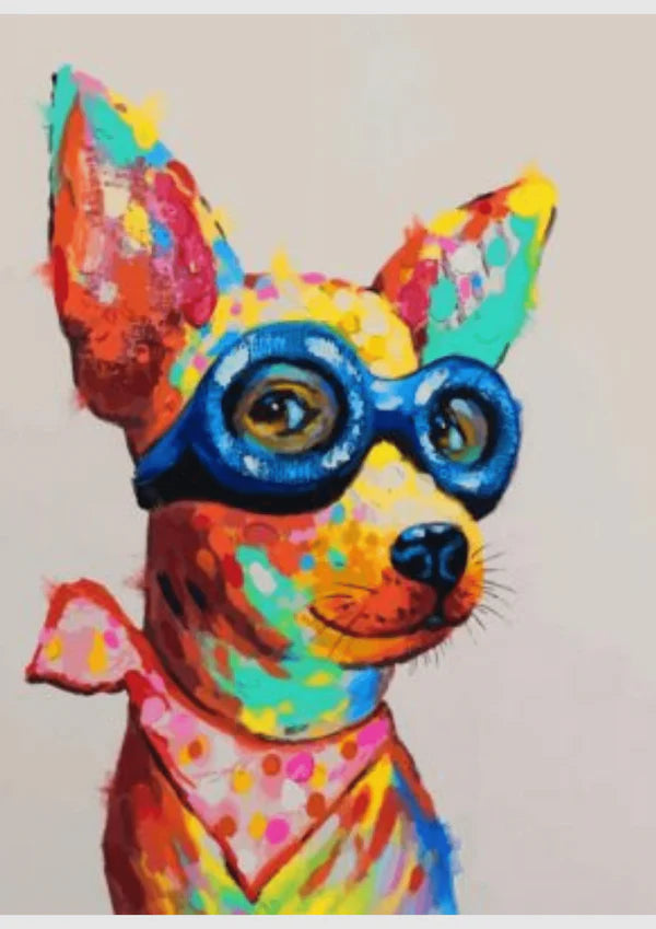 Colorful Dog With Glasses - Animals Diy Diamond Painting Kit