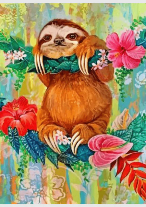Sloth with Roses - Animals Diy Diamond Painting Kit